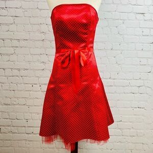 VTG 90s Gunne Sax Jessica McClintock Red Polka Dot Tulle Mini Dress